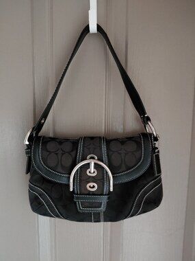 Coach Vintage Soho Mini Signature Flap Shoulder Bag – Black (10296)